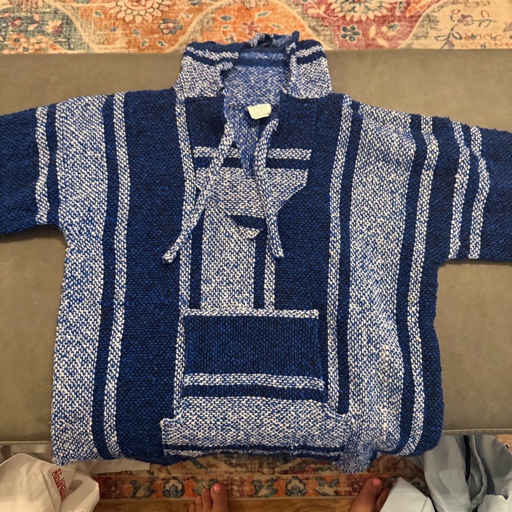Blue and White Men's Sweater